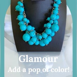 Retro Faux turquoise blue bauble beaded necklace